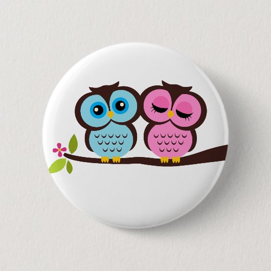 Lovely Owls Ronde Button 5,7 Cm (Voorkant)