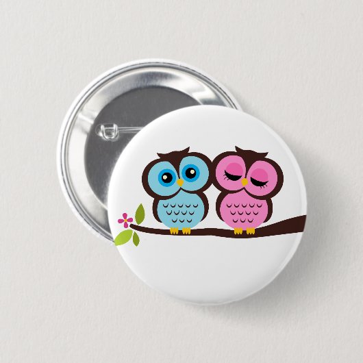 Lovely Owls Ronde Button 5,7 Cm (Voorkant /achterkant)