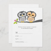 Lovely Owls Wedding Response Cards RSVP Kaartje (Voorkant / Achterkant)
