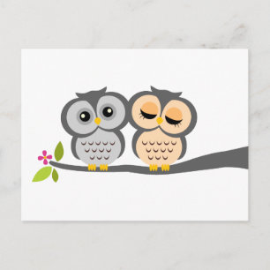 Lovely Owls Wedding Response Cards Uitnodiging Briefkaart