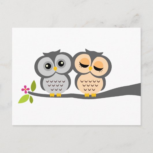 Lovely Owls Wedding Response Cards Uitnodiging Briefkaart (Voorkant)