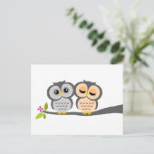 Lovely Owls Wedding Response Cards Uitnodiging Briefkaart (Staand voorkant)