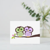 Lovely Owls Wedding Response Cards Uitnodiging Briefkaart (Staand voorkant)