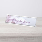 Lovely Paarse Floral Bureau Naambordje (Voorkant)