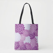 Lovely Paarse Lavender Lila White Dahlia Floral Tote Bag (Voorkant)
