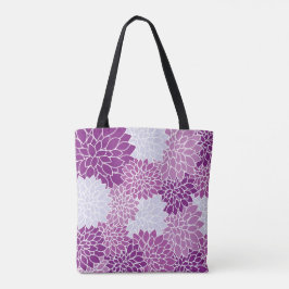 Lovely Paarse Lavender Lila White Dahlia Floral Tote Bag