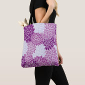Lovely Paarse Lavender Lila White Dahlia Floral Tote Bag (Dichtbij)