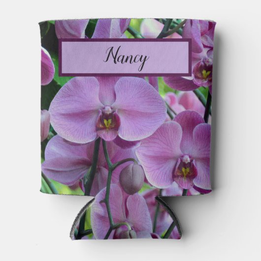 Lovely Paarse Orchids and Vines Monogrammed Blikjeskoeler (Voorkant)