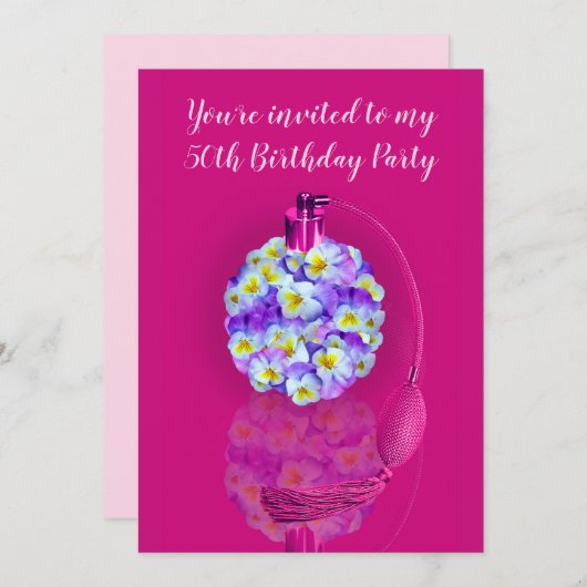 Lovely Pansy atomizer Birthday Party Kaart (Voorkant / Achterkant)