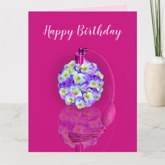 Lovely Pansy atomizer Birthday Party Kaart (Voorkant)