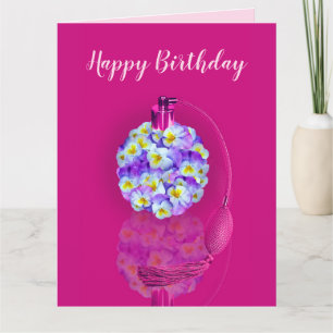 Lovely Pansy atomizer Birthday Party Kaart