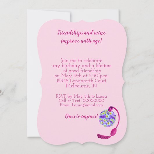 Lovely Pansy atomizer Birthday Party Kaart (Achterkant)