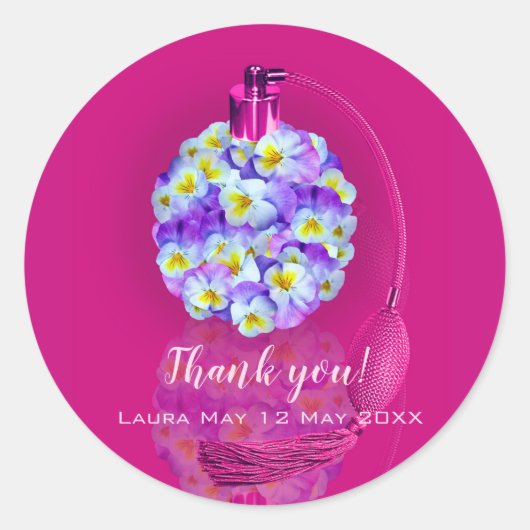 Lovely Pansy atomizer Birthday Party Ronde Sticker (Voorkant)