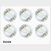 Lovely Pastel Blue Gold Eucalyptus Quinceañera  Ronde Sticker (Vel)