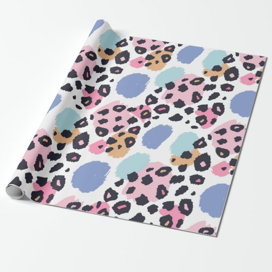 Lovely Pastel Leopard Spots Cadeaupapier (Uitgerold)