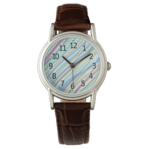 Lovely Pastel Lines Waterverf Acrylwerk Horloge