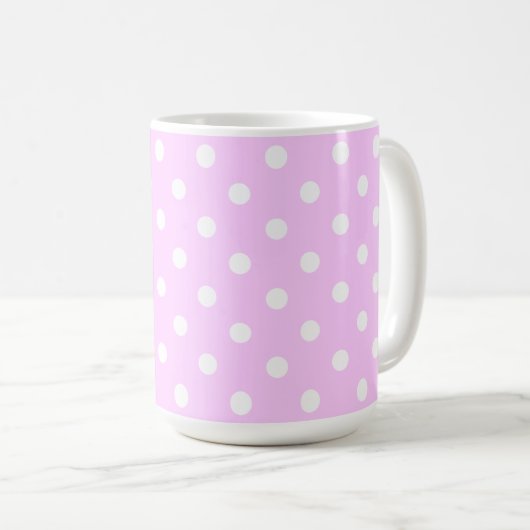 Lovely Pastel Pink Color With White Polka Dots Koffiemok (Voorkant rechts)