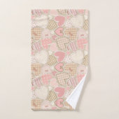 Lovely Patchwork Quilt Pattern Pink Hearts Bows Bad Handdoek (Handdoek)