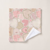Lovely Patchwork Quilt Pattern Pink Hearts Bows Bad Handdoek (Wasdoekje)