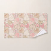 Lovely Patchwork Quilt Pattern Pink Hearts Bows Bad Handdoek (Handdoek)