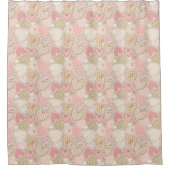Lovely Patchwork Quilt Pattern Pink Hearts Bows Douchegordijn (Voorkant)