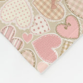 Lovely Patchwork Quilt Pattern Pink Hearts Bows Fleece Deken (Hoek)