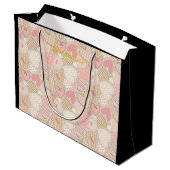 Lovely Patchwork Quilt Pattern Pink Hearts Bows Groot Cadeauzakje (Achterkant Gekanteld)