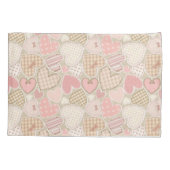 Lovely Patchwork Quilt Pattern Pink Hearts Bows Kussensloop (Achterkant)