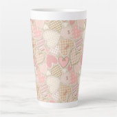 Lovely Patchwork Quilt Pattern Pink Hearts Bows Latte Mok (Voorkant)