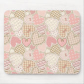 Lovely Patchwork Quilt Pattern Pink Hearts Bows Muismat (Voorkant)