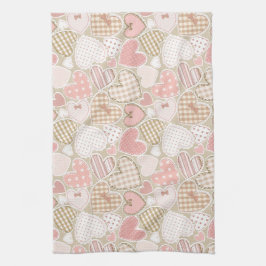 Lovely Patchwork Quilt Pattern Pink Hearts Bows Theedoek