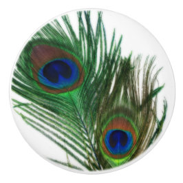 Lovely Peacock Feather Keramische Knop