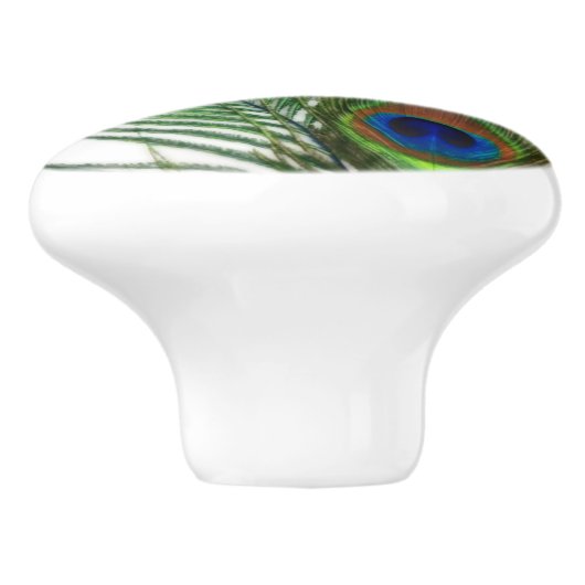 Lovely Peacock Feather Keramische Knop (Zijkant)