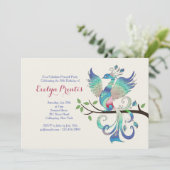 Lovely Peacock Uitnodiging (Staand voorkant)