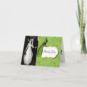 Lovely Peacock Wedding Photo Thank You Card Bedankkaart