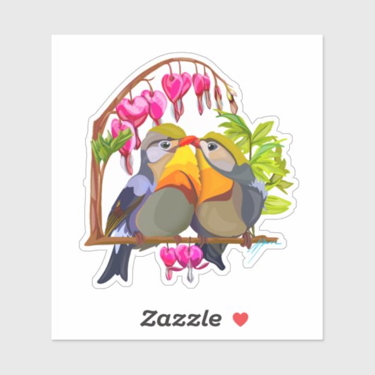 Lovely Pekin Robin Bird Pair Sticker (Vel)