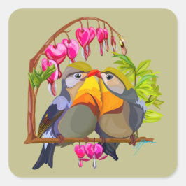 Lovely Pekin Robin Bird Pair Vierkante Sticker