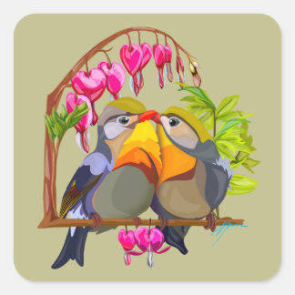 Lovely Pekin Robin Bird Pair Vierkante Sticker