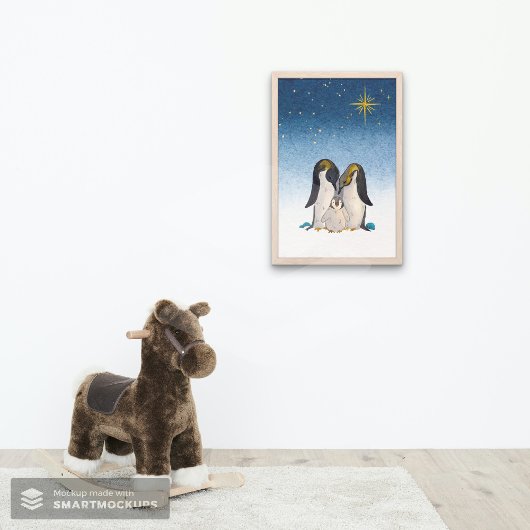 Lovely Penguin Family Waterverf Perfect Poster