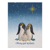 Lovely Penguin Family Waterverf Perfect Poster (Voorkant)