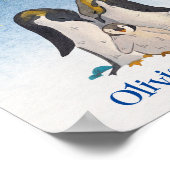 Lovely Penguin Family Waterverf Poster (Hoek)