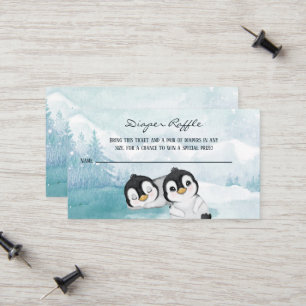 Lovely Penguins Baby shower Diaper Raffle Tickets Contactkaartje