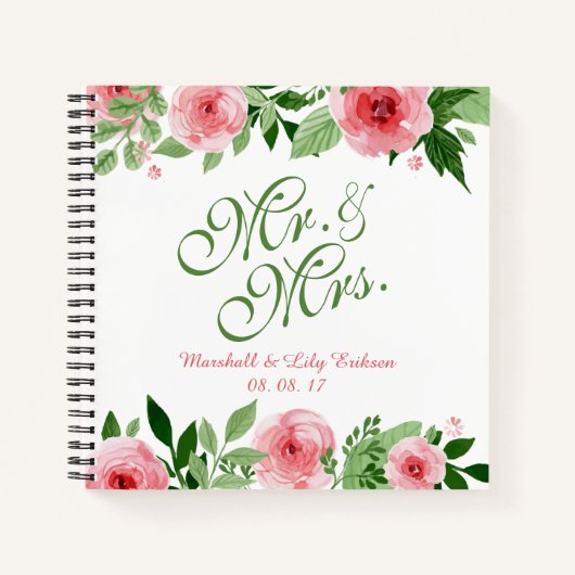 Lovely Personalized Floral Wedding Guestbook Notitieboek (Voorkant)