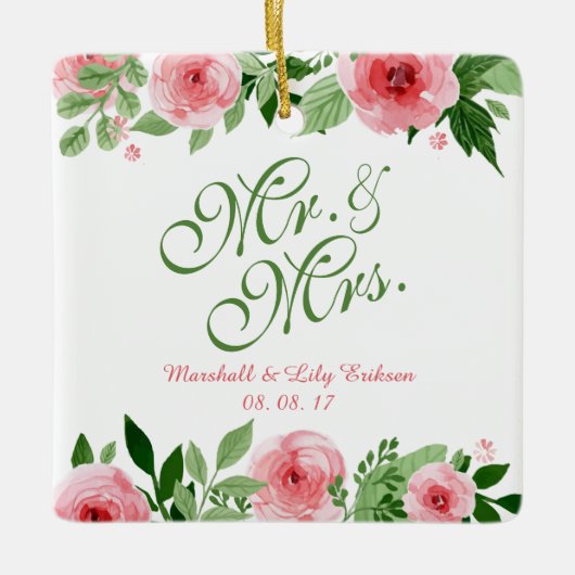 Lovely Personalized Floral Wedding | Versiering Keramisch Ornament (Voorkant)