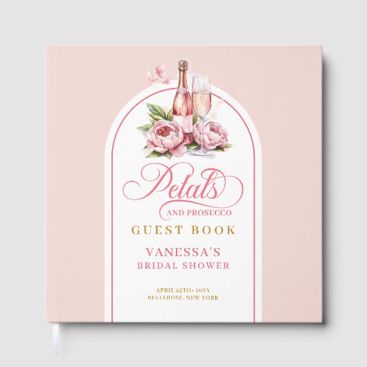 Lovely petals and prosecco blush gold Shower Gastenboek (Voorkant)