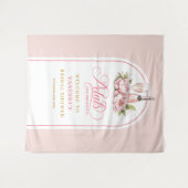 Lovely petals and prosecco gold blush party banner wandkleed (Voorkant (horizontaal))