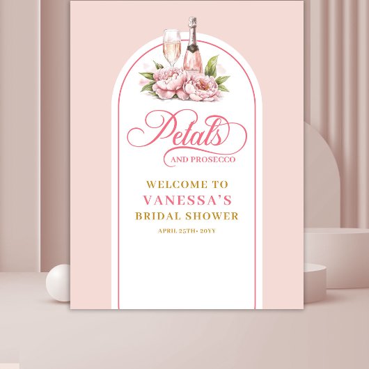 Lovely petals and prosecco gold blush party banner wandkleed