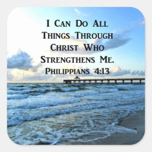LOVELY PHILIPPIANS 4:13 BIBLE VERSE VIERKANTE STICKER