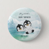 Lovely Pinguins Illustration Baby shower Button (Voorkant)