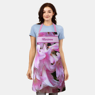 Lovely Pink Belladonna Amaryllis Lilies met naam Schort